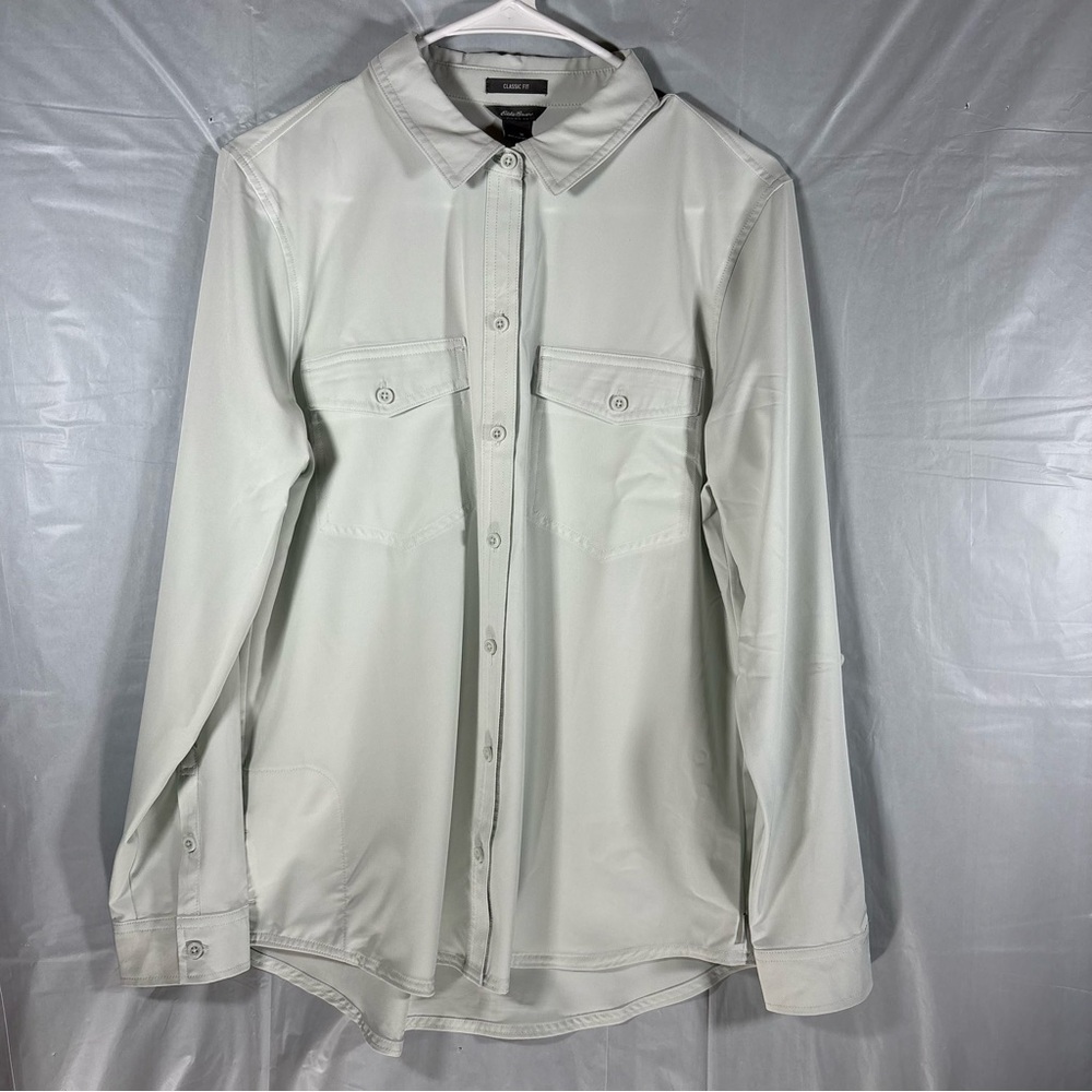 Eddie Bauer Shirt Womens Departure Shirt Green‎ Button Down Outdoor Hike Travel